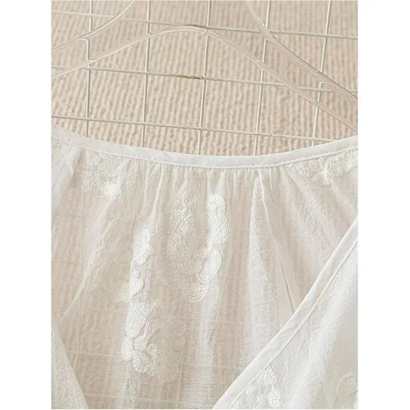 Women's Floral Embroidered Boho Tops Peasant Blouses Long Sleeve Shirts - Picture 3 of 5